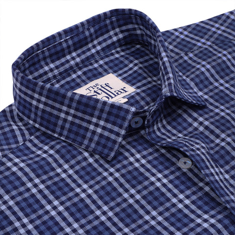 Monti Ultramarine Blue Gingham Checks Half Sleeve Shirt