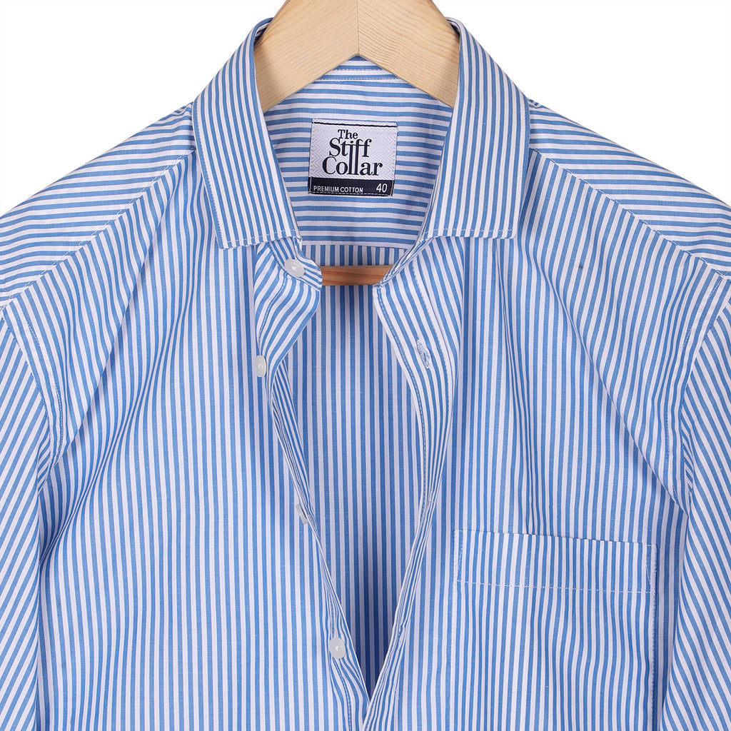 Azure Blue Candy Stripe Cotton Shirt