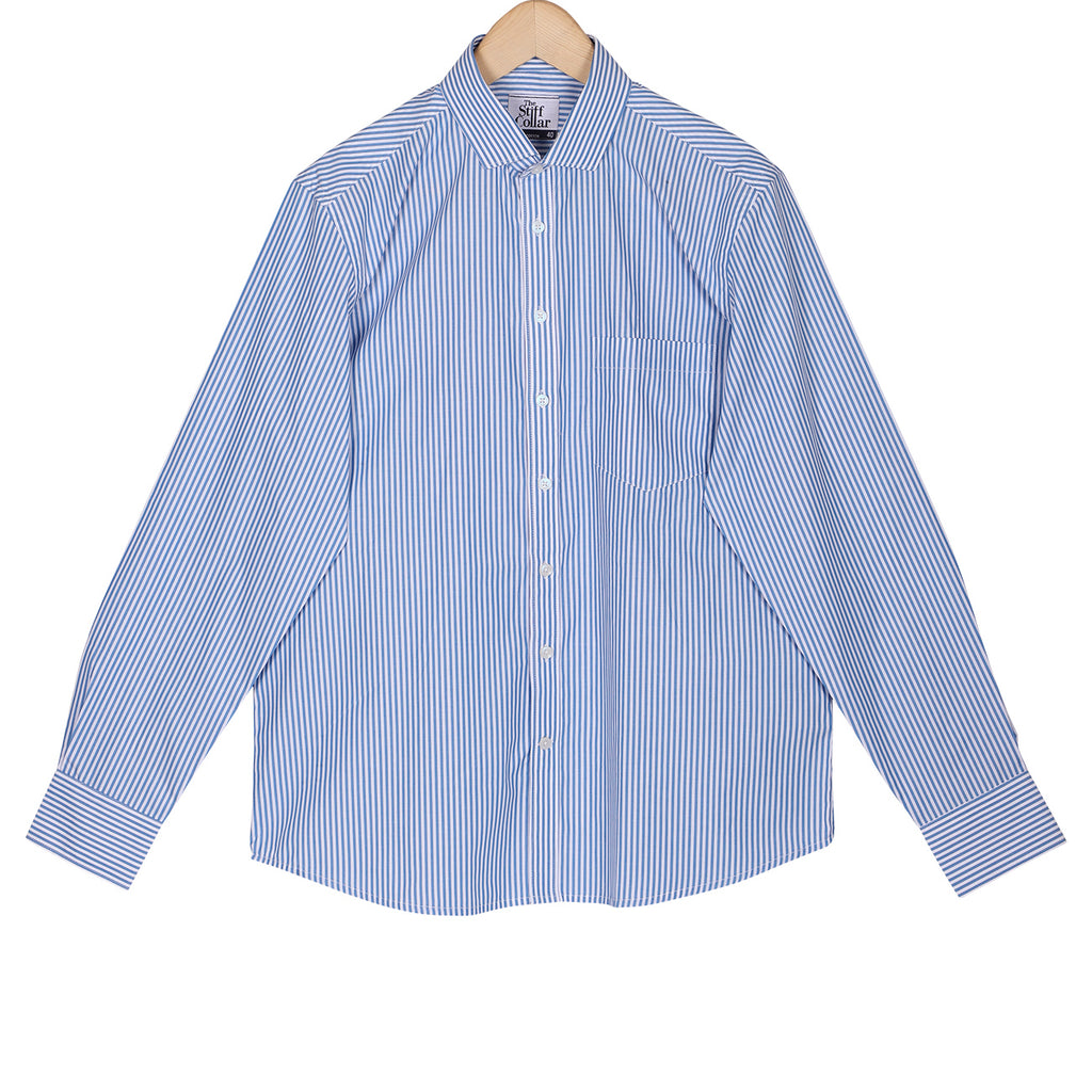 Azure Blue Candy Stripe Cotton Shirt