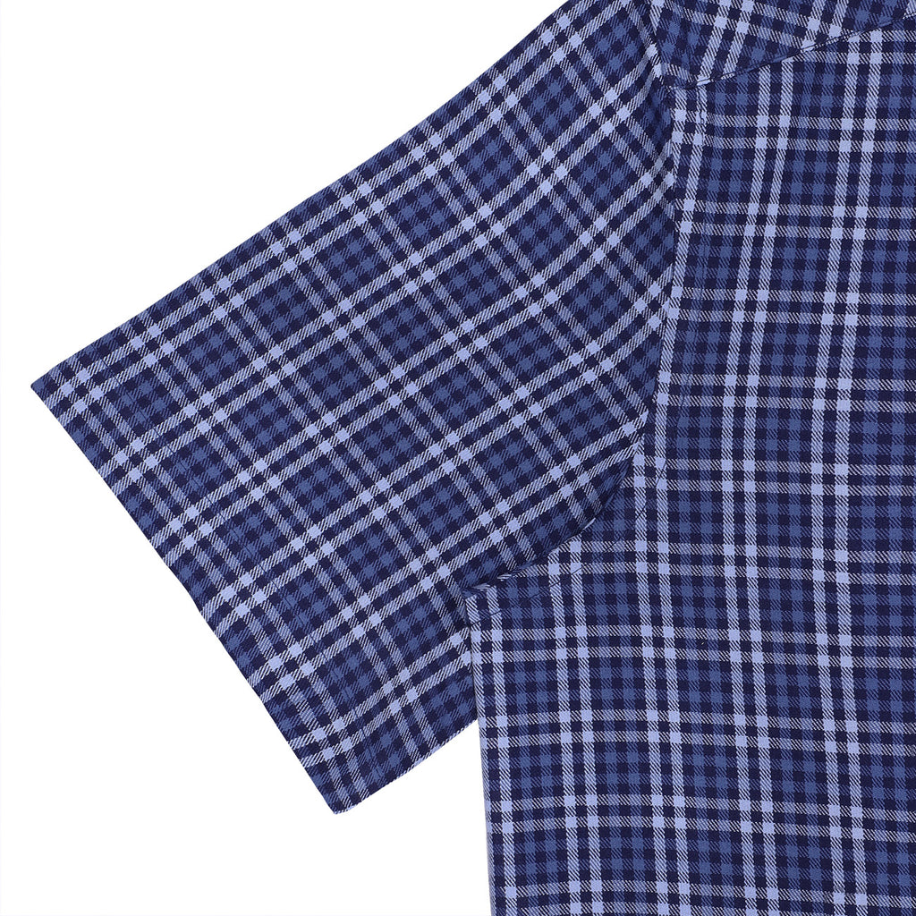 Navy Blue Half Sleeve Checks Regular Fit Shirt
