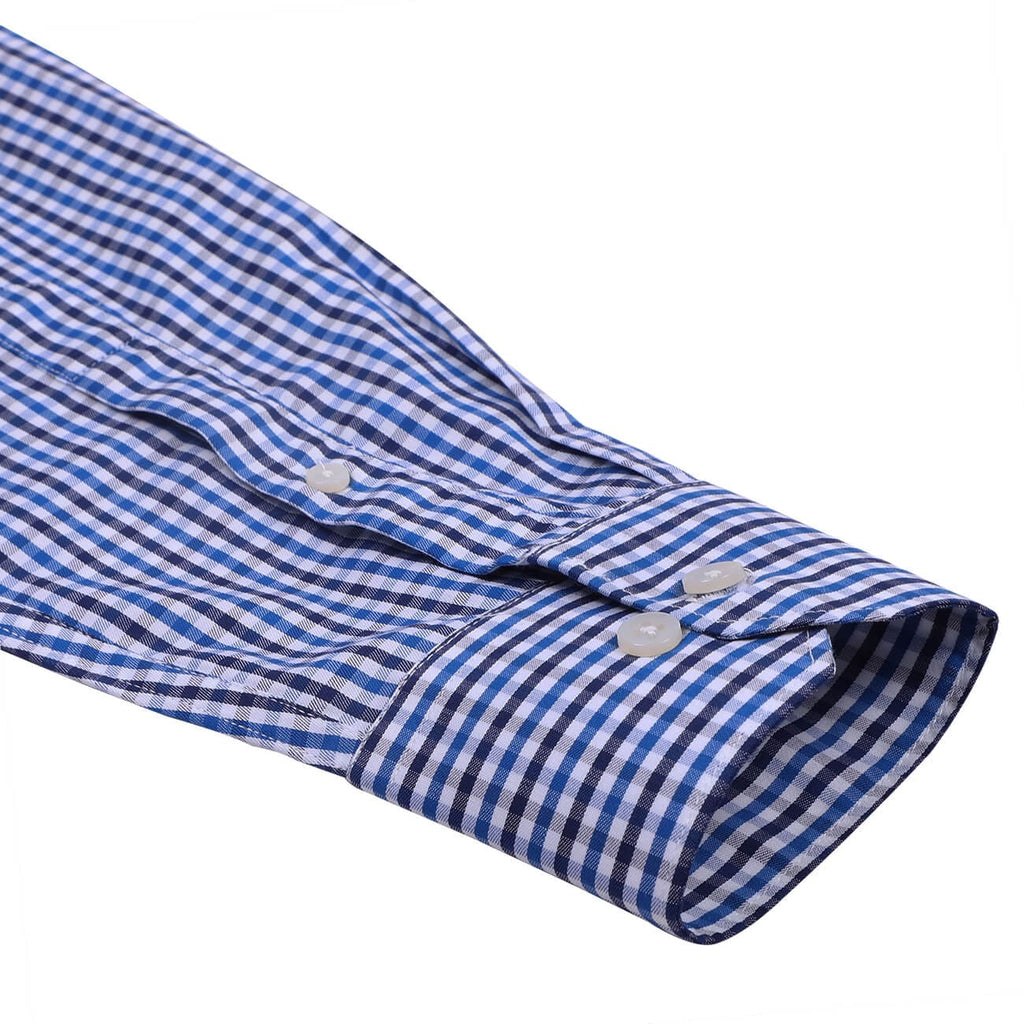 Monti Ultramarine Blue Button-Down Gingham Checks Shirt