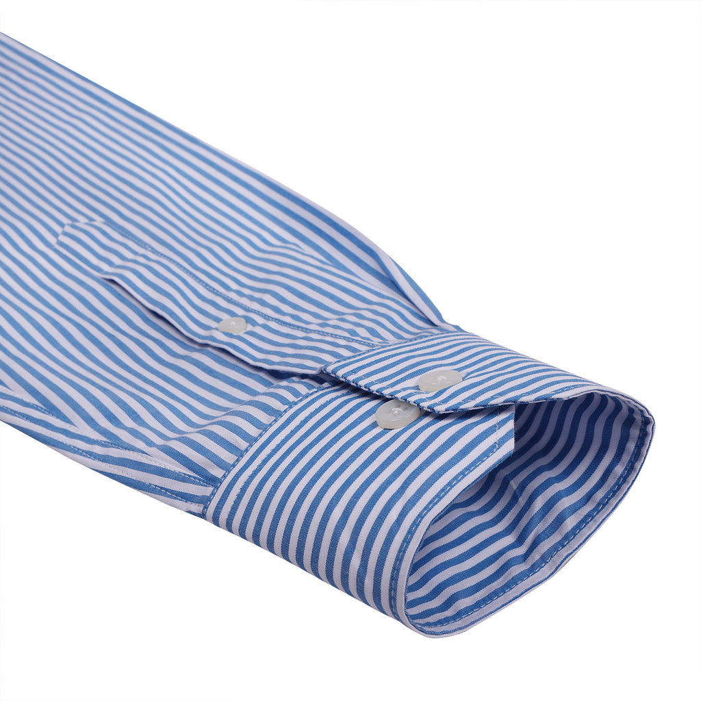 Azure Blue Candy Stripe Cotton Shirt