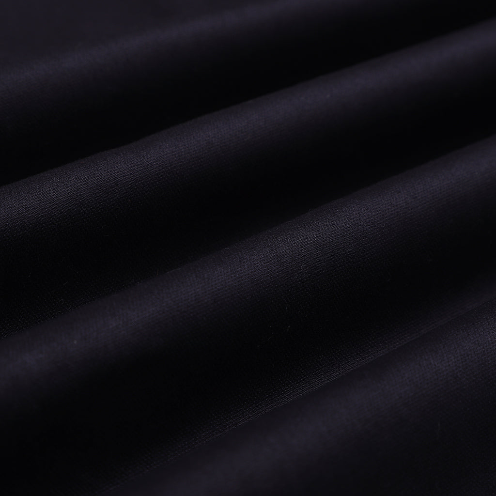 Coal Black Mandarin Collar Cotton Shirt