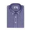 Luthai Navy Blue Button-Down Gingham Checks 2 Ply Giza Cotton Shirt