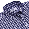 Luthai Navy Blue Button-Down Gingham Checks 2 Ply Giza Cotton Shirt