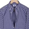 Luthai Navy Blue Button-Down Gingham Checks 2 Ply Giza Cotton Shirt