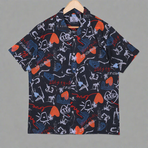 Navy Mandarin Collar Premium T-shirt