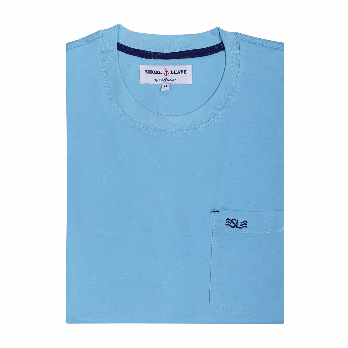 Tropical Blue Round Neck Premium Washed T-shirt