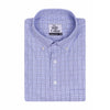 Luthai Splash Blue Houndstooth Grid Checks Button Down 2 Ply Giza Cotton Shirt