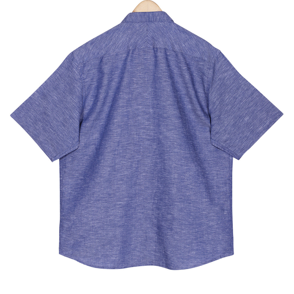 Cairo Blue Pure Linen Half Sleeve Shirt