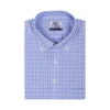 Luthai Oriental Blue Outlined Checks Button Down 2 Ply Giza Cotton Shirt