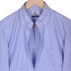 Luthai Oriental Blue Outlined Checks Button Down 2 Ply Giza Cotton Shirt