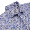 Summer Blue Cotton Linen Floral Print Half Sleeves Shirt