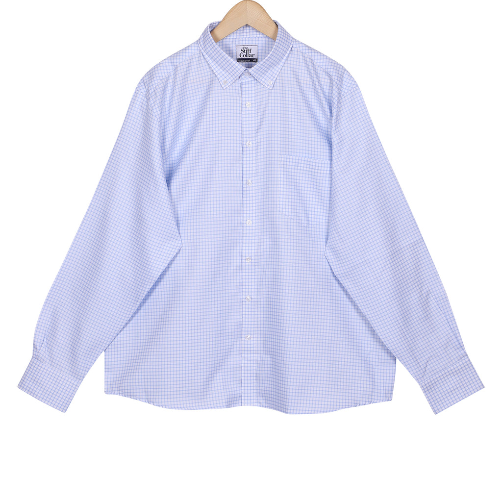 Luthai Aqua Sea Checks Button Down 2 Ply Giza Cotton Shirt