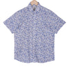 Summer Blue Cotton Linen Floral Print Half Sleeves Shirt