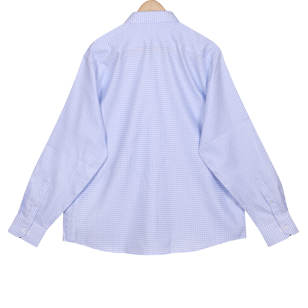 Luthai Aqua Sea Checks Button Down 2 Ply Giza Cotton Shirt