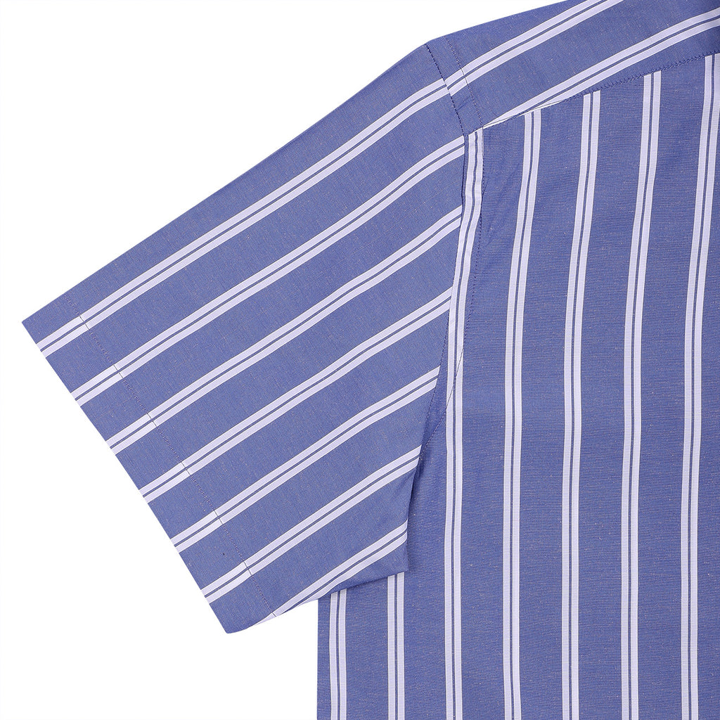 Aegean Blue Downing Stripes Half Sleeves Non Iron Shirt