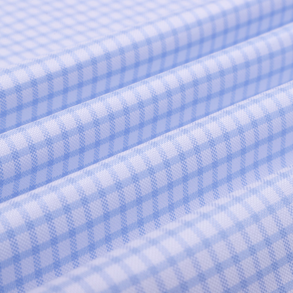 Luthai Aqua Sea Checks Button Down 2 Ply Giza Cotton Shirt