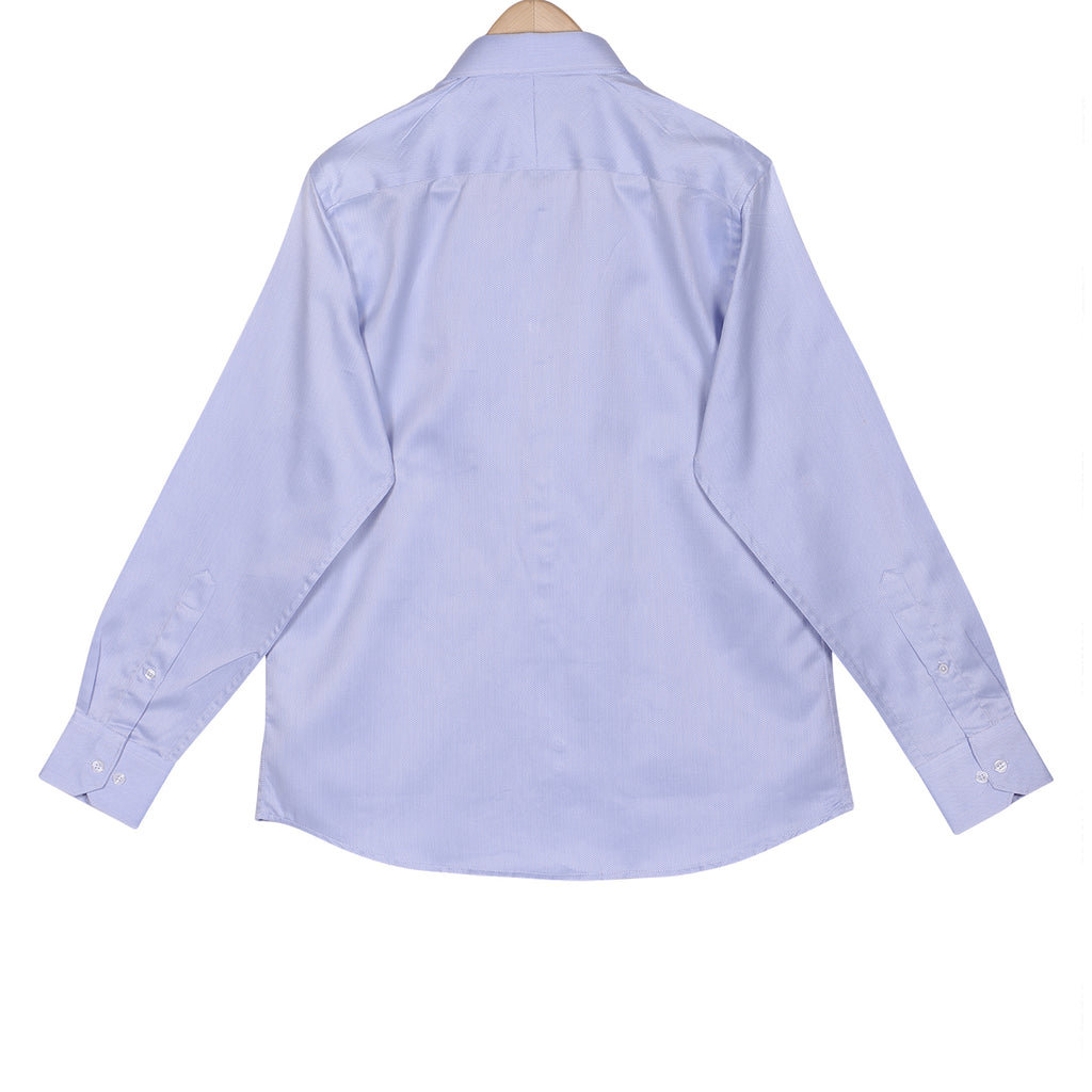 Elvis Blue Herringbone Wrinkle Free Button Down 2 Ply Premium Giza Cotton Shirt