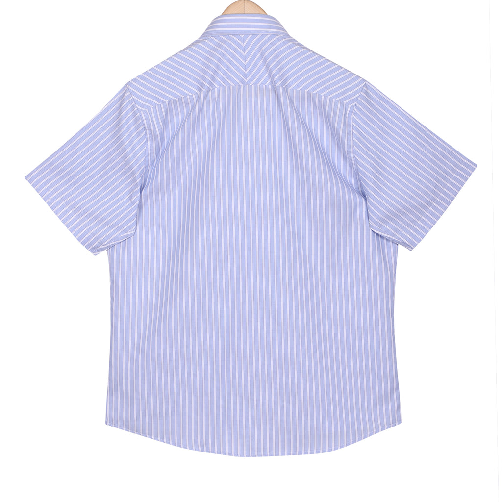 Luthai Twilight Sea Stripes Half Sleeve 2 Ply Giza Cotton Shirt