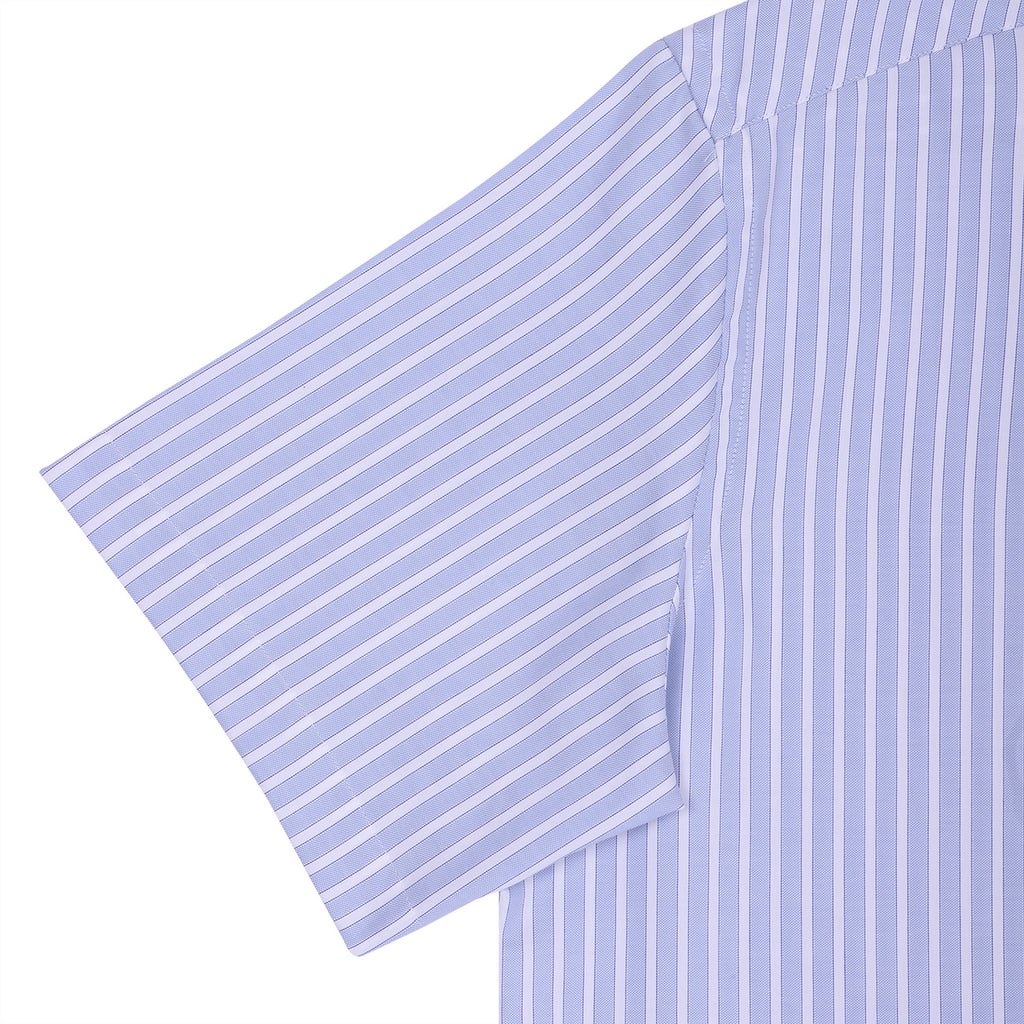 Luthai Twilight Sea Stripes Half Sleeve 2 Ply Giza Cotton Shirt
