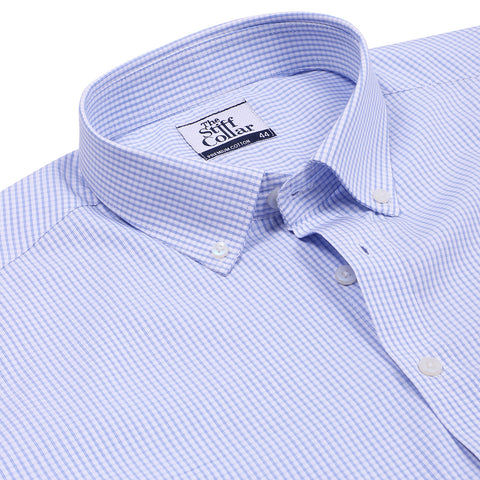 Blue Tattersall Checks Plus Size Cotton Shirt
