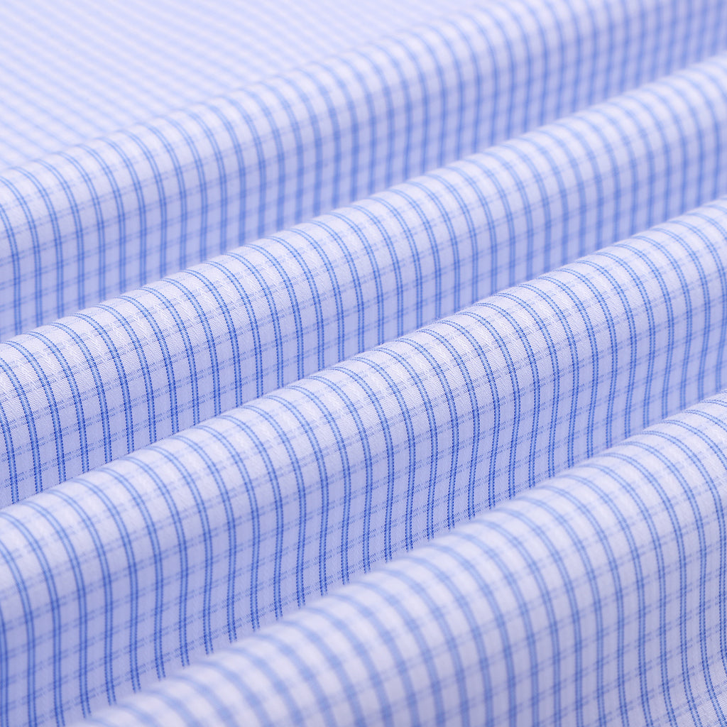 Luthai Spring Dew White Checks Button Down 2 Ply Giza Cotton Shirt