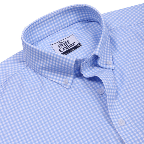 Luthai Prussian Navy Glen Plaid Checks Half Sleeve 2 Ply Giza Cotton Shirt