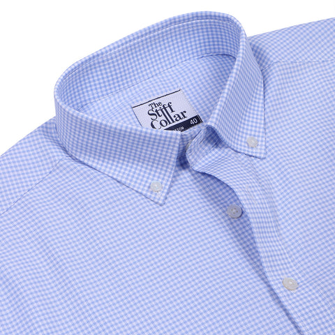 Luthai Prussian Navy Glen Plaid Checks Half Sleeve 2 Ply Giza Cotton Shirt