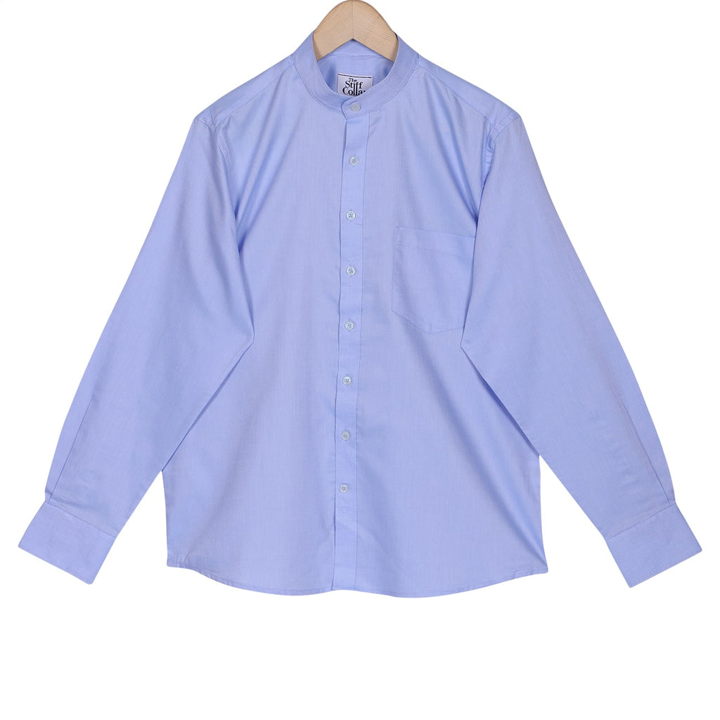 EPG Pure Cotton Full sleeves men's Mandarin collar T-shirt - Sky Blue –