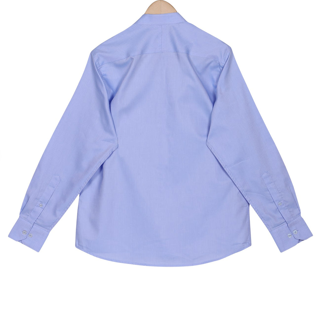 Sky Blue Charm Dobby Mandarin Collar 2 Ply Giza Cotton Shirt