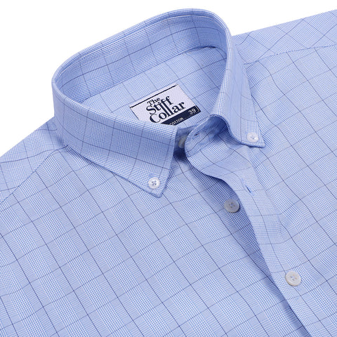 Blue Tattersall Checks Plus Size Cotton Shirt