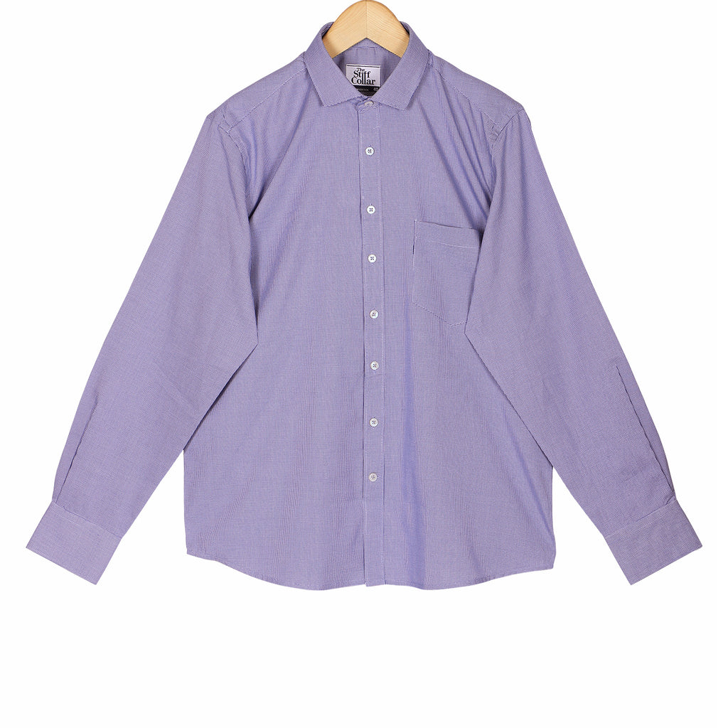 Twilight Blue Micro Houndstooth 2 Ply Premium Giza Cotton Shirt