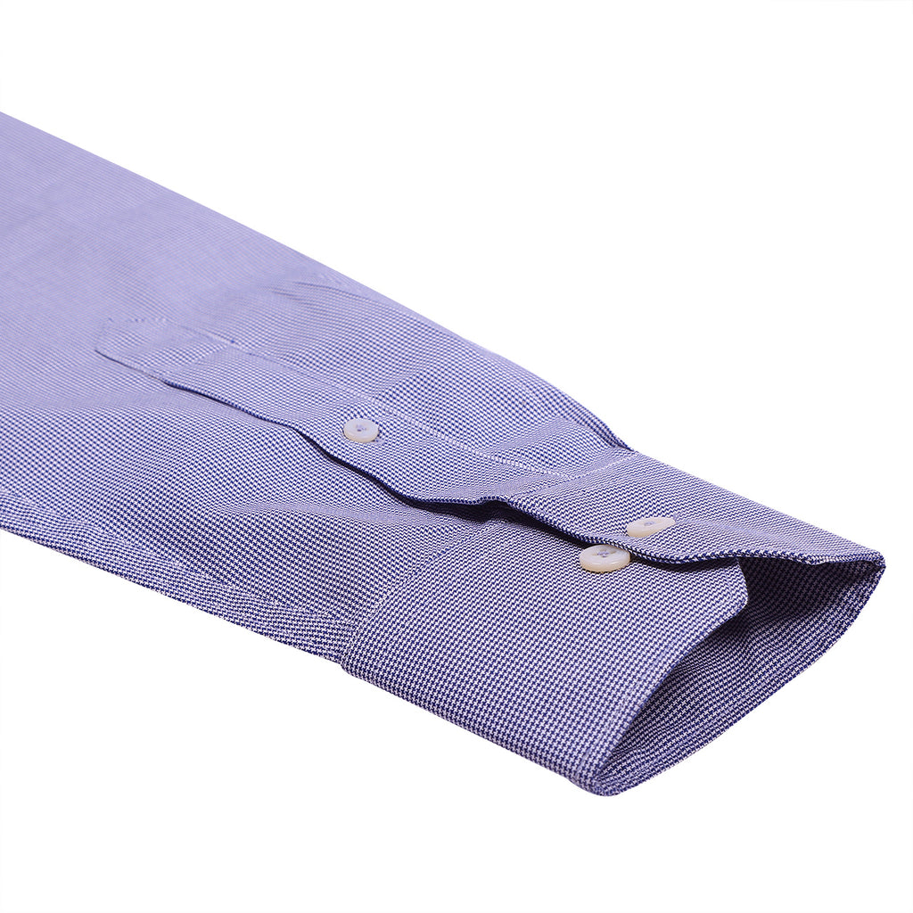 Twilight Blue Micro Houndstooth 2 Ply Premium Giza Cotton Shirt