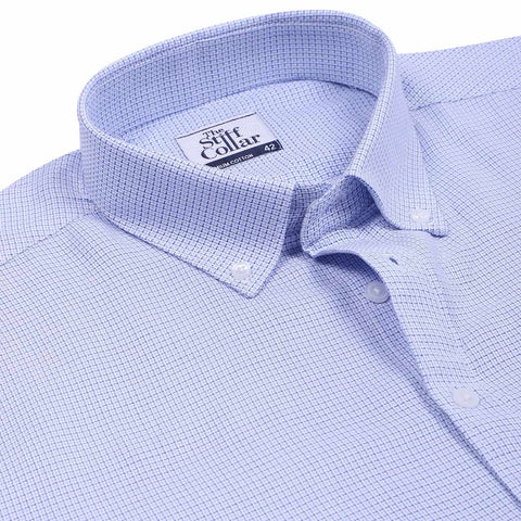 Stone Blue Checks Button Down Cotton Shirt