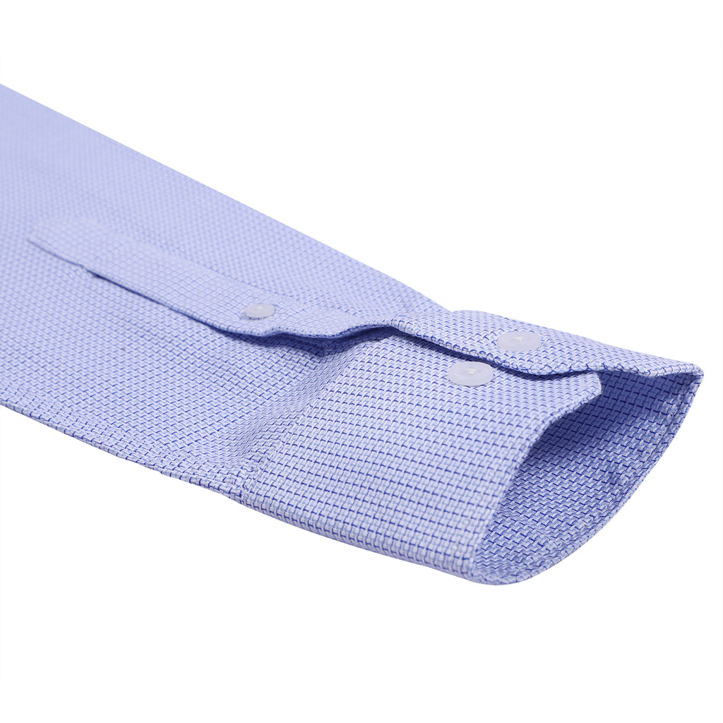 Curacao Blue Dobby Wrinkle-free Button Down 2 Ply Giza Cotton Shirt