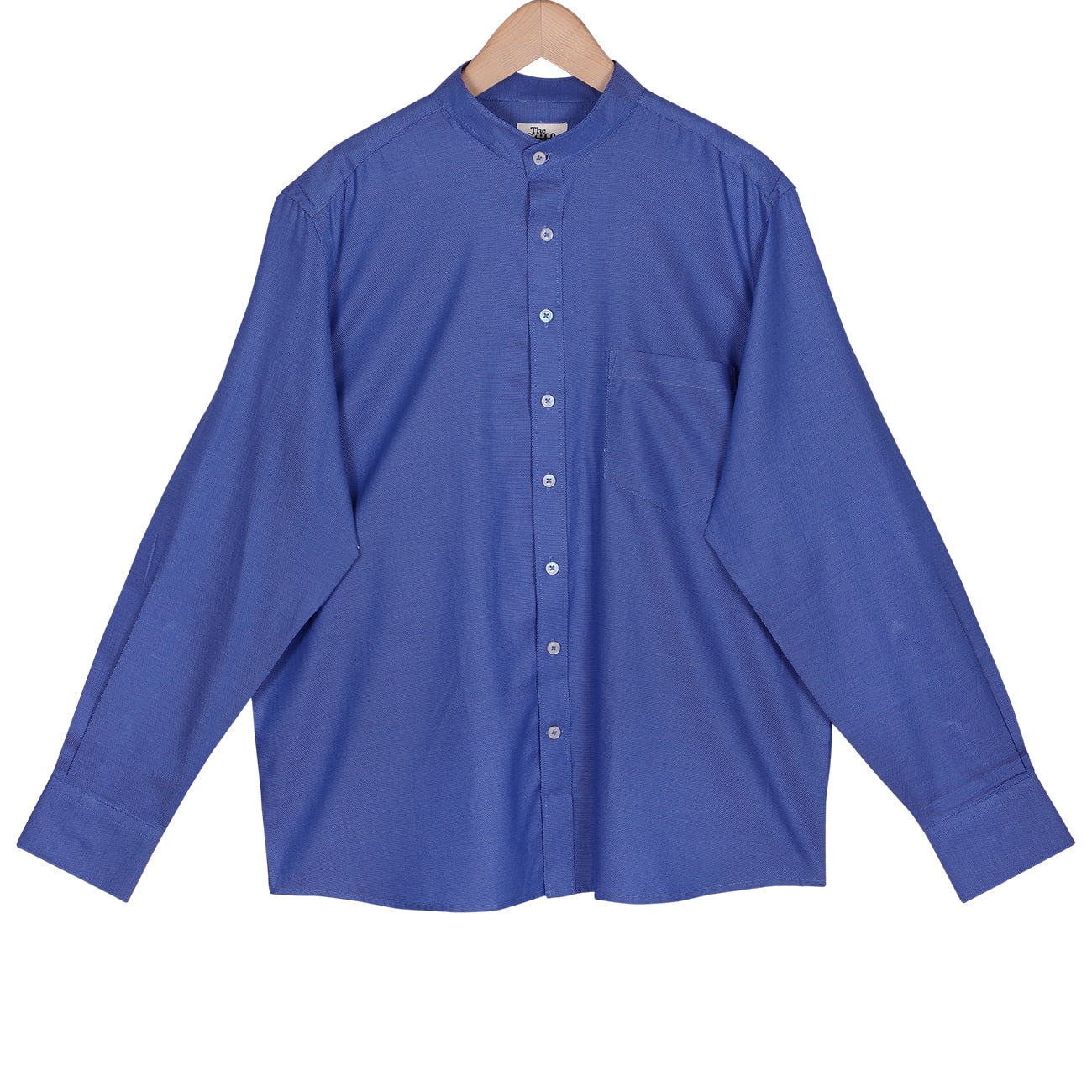 Persian Blue Dobby Mandarin Collar Giza Cotton Shirt – Thestiffcollar.com