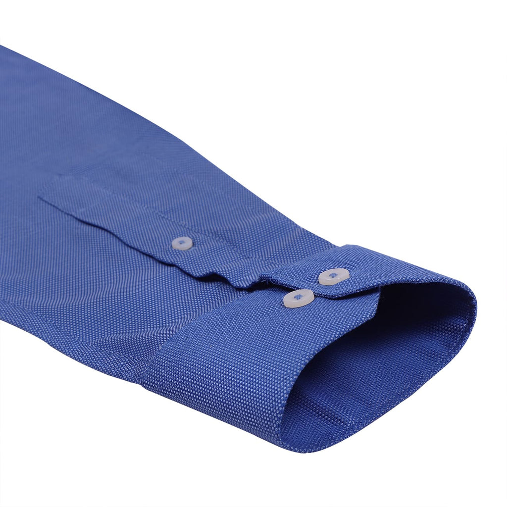 Persian Blue Dobby Mandarin Collar Giza Cotton Shirt