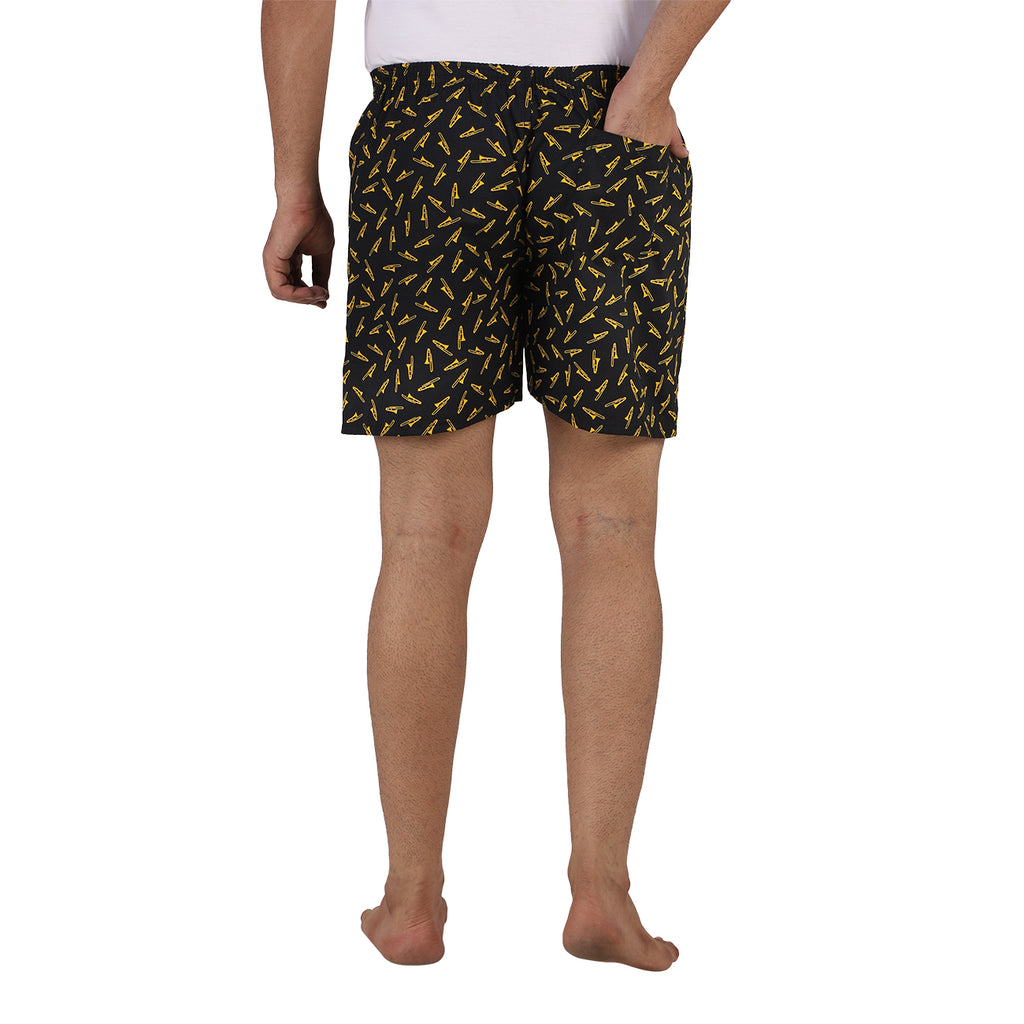Black Printed Cotton Boxers