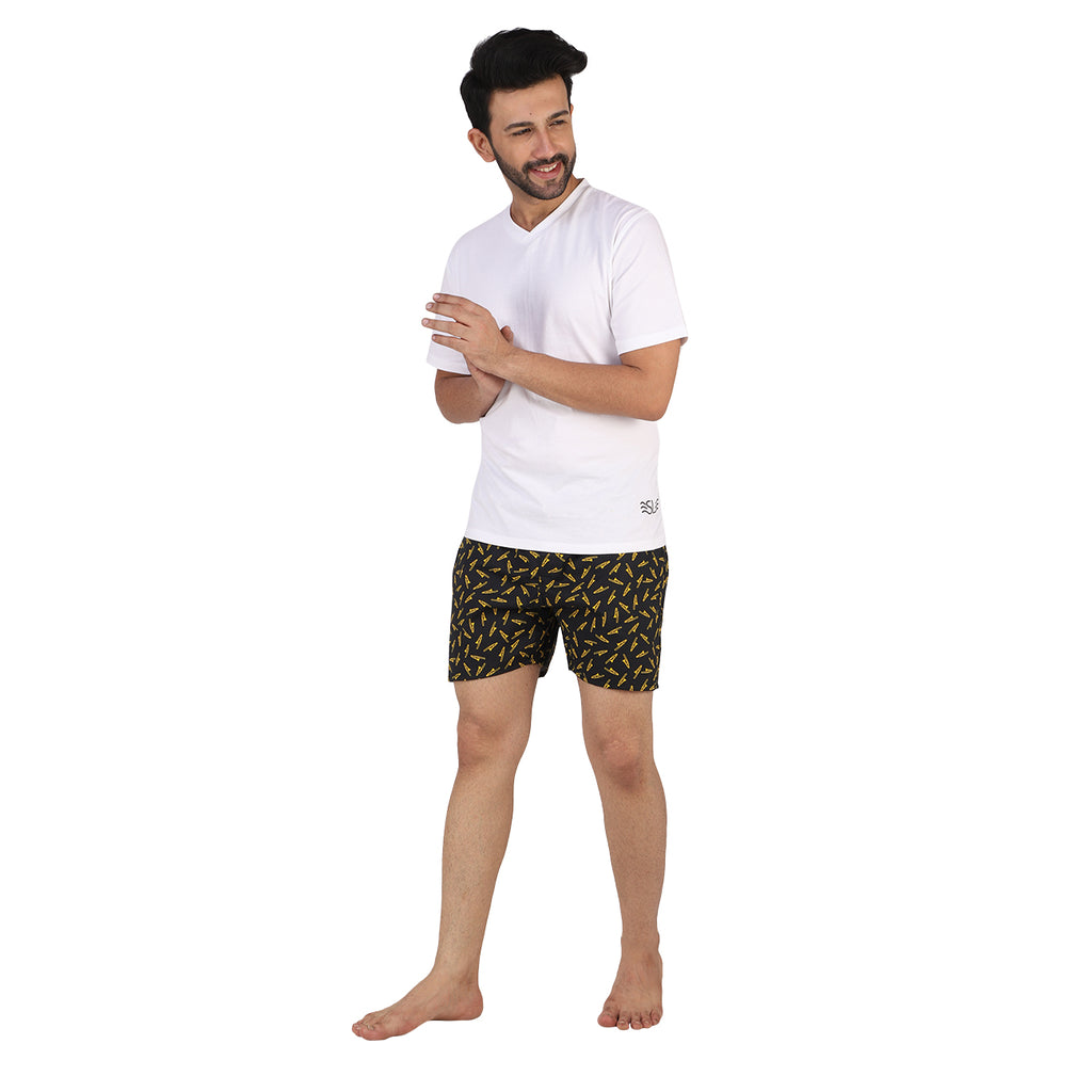 Black Printed Cotton Boxers