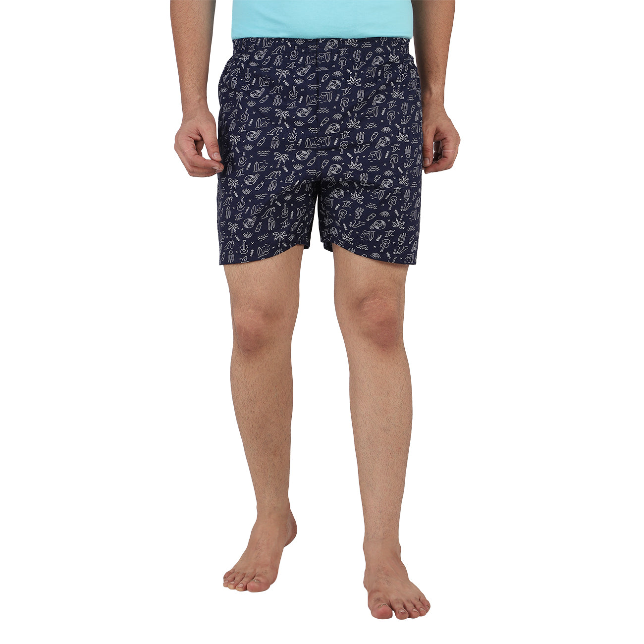 Navy Printed Cotton Boxers