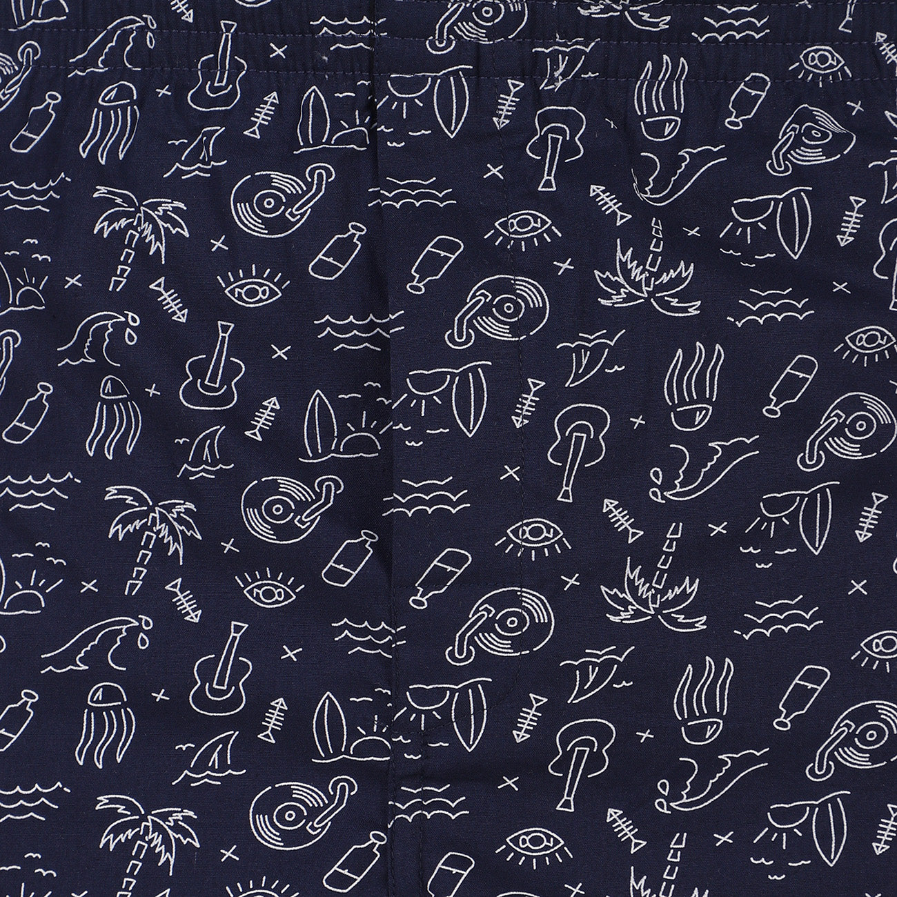 Navy Printed Cotton Boxers