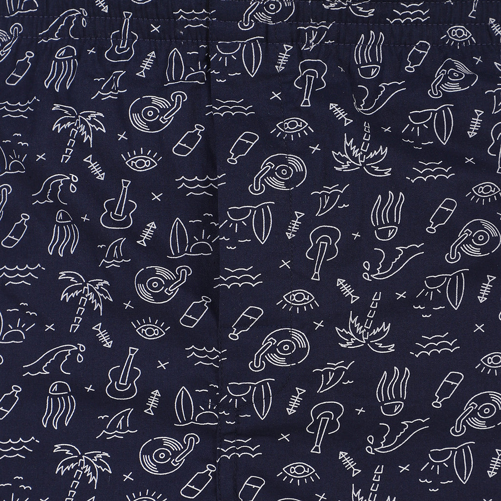Navy Printed Cotton Boxers