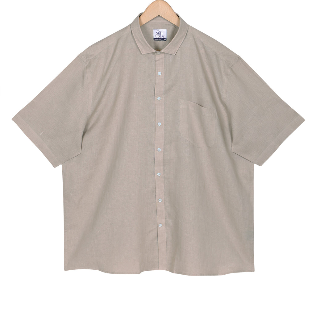 Bayleaf Brown Pure Linen Half Sleeve Shirt