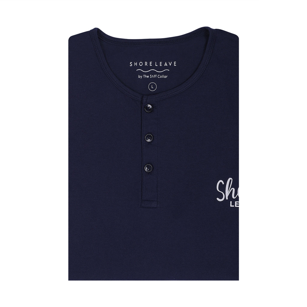 Midnight Blue Soft Cotton Henley T-shirt