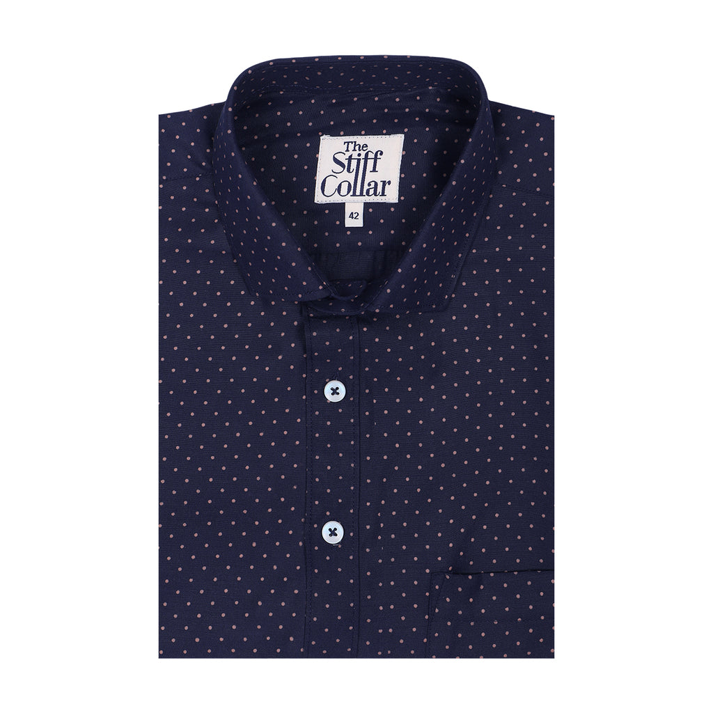 Navy blue blouse cheap with white polka dots