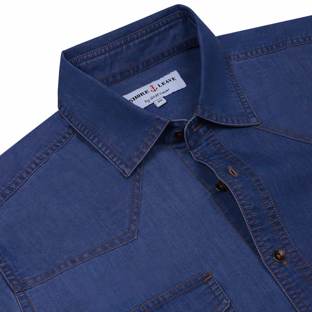 Classic Blue Indigo Washed Denim Shirt