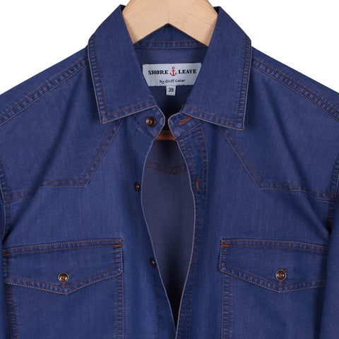 Navy Mandarin Collar Premium T-shirt