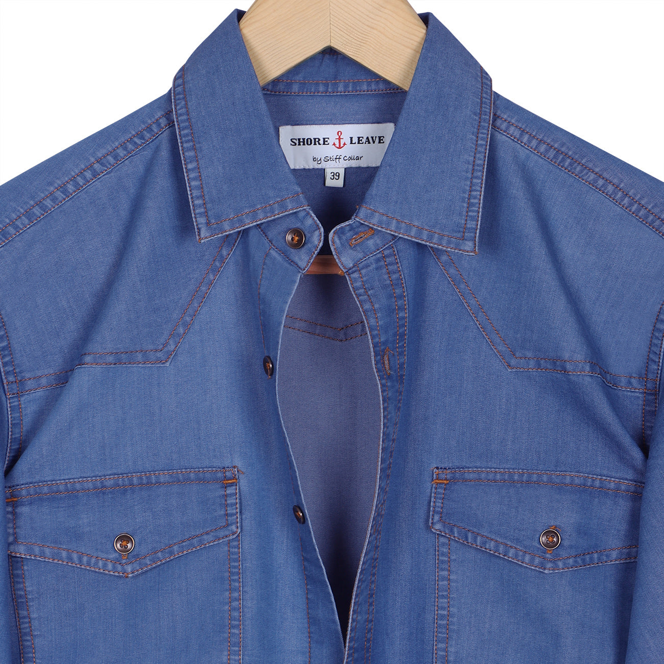 Pacific Blue Softener Washed Denim Shirt