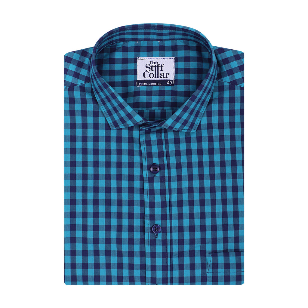 Luthai Grand Grape Checks Half Sleeve 2 Ply Giza Cotton Shirt